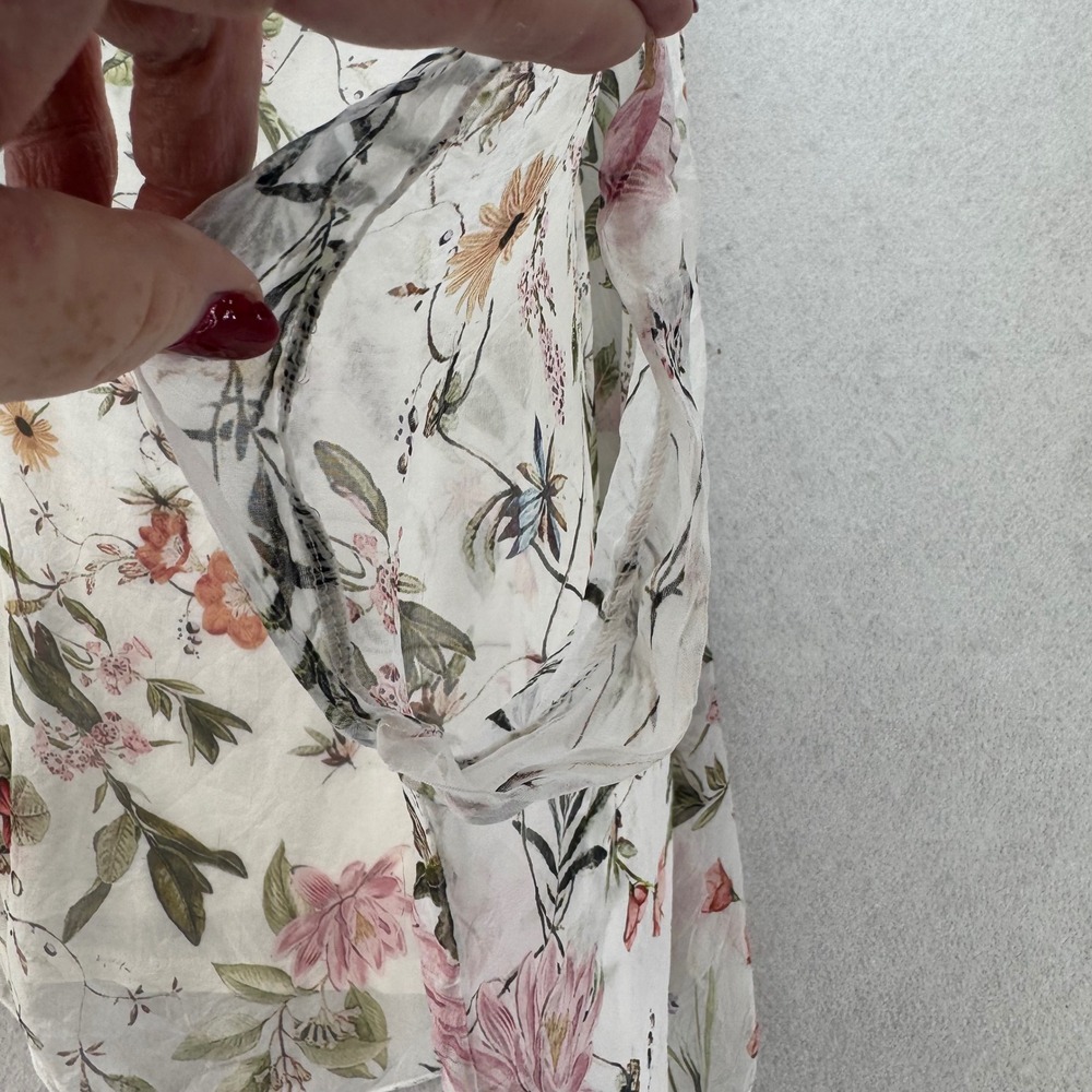 Viola Borghi Made in‎ Italy Floral Print Sheer Overlay Top Blouse Size S - Picture 3 of 7